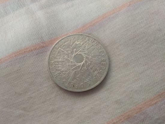 Серебро 0.625 ! Германия 10 марок, 1989 40 лет ФРГ (G)