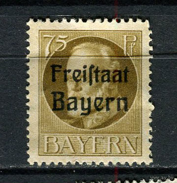 Бавария в составе Веймарской республики - 1919/1920 - Надпечатка Freistaat Bayern 75Pf - [Mi.163A] - 1 марка. Чистая без клея.  (Лот 155CB)