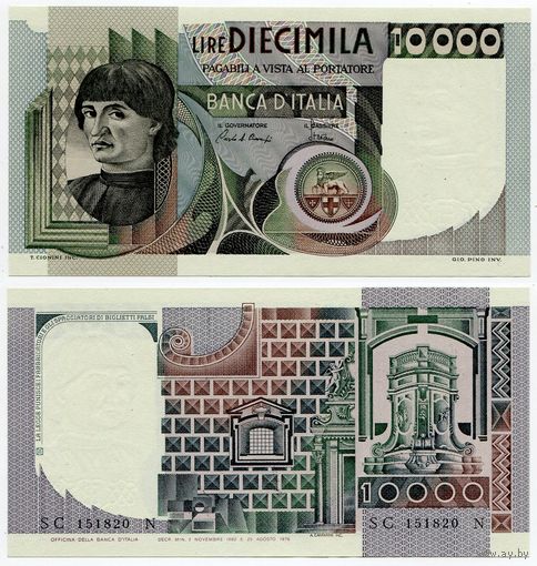 Италия. 10 000 лир (образца 1982 года, P106b, UNC)