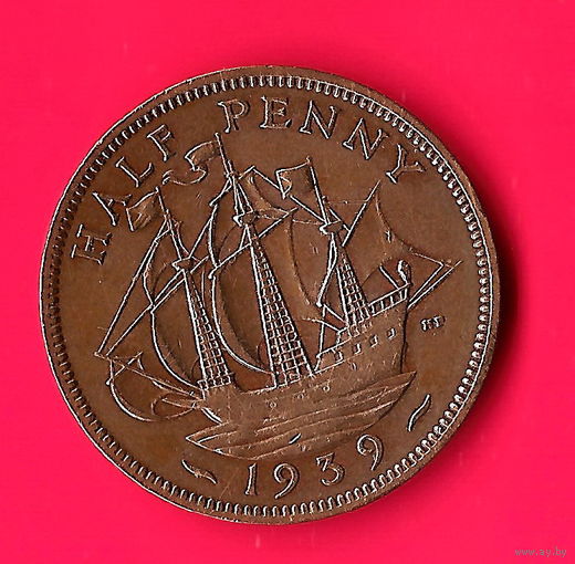 02-11 Великобритания 1/2 пенни 1939 г.