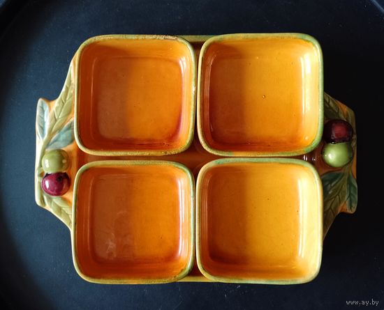 Тарелки комплект для оливок с подносом винтаж 50-60 гг. Европа