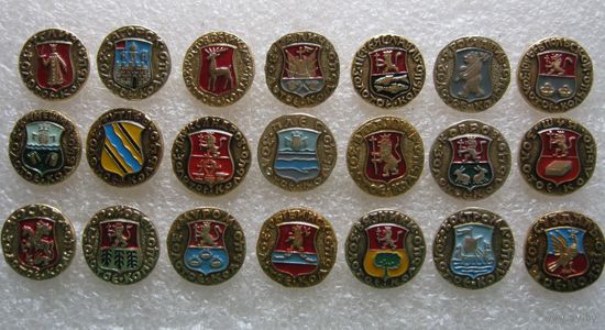 Гербы городов, серия Золотое кольцо, набор значков.