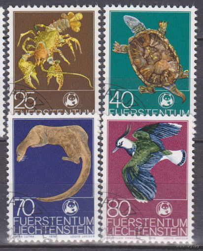 Птицы черепахи животные фауна Всемирный фонд дикой природы - Животные Лихтенштейн 1976 год Лот 51 около 30 % от каталога по курсу 3 р  ПОЛНАЯ СЕРИЯ