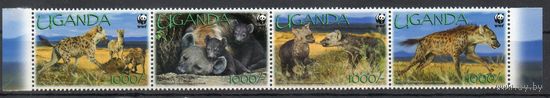 Гиены Уганда 2008 год серия из 4-х марок в сцепке