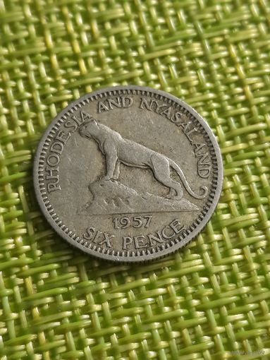 Родезия и Ньясаленд 6 пенсов 1957 г