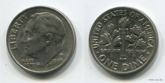 США. 10 центов (1996, буква P, XF)
