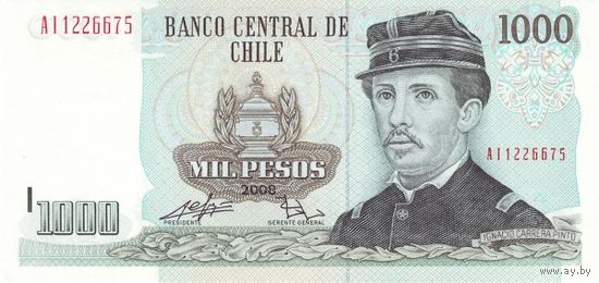 Чили 1000 песо образца 2008 года UNC p154g