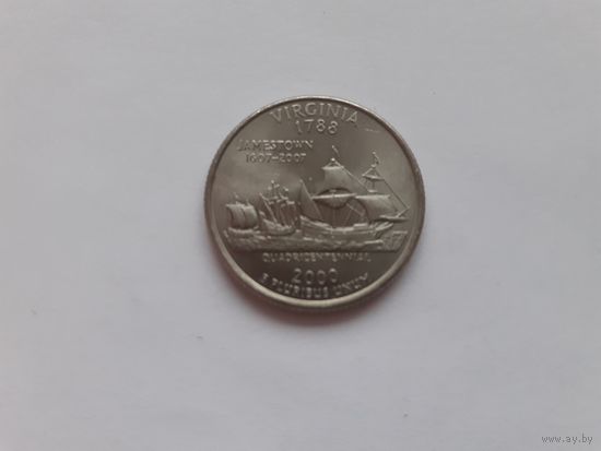 25 центов 2000 Виргиния Вирджиния США