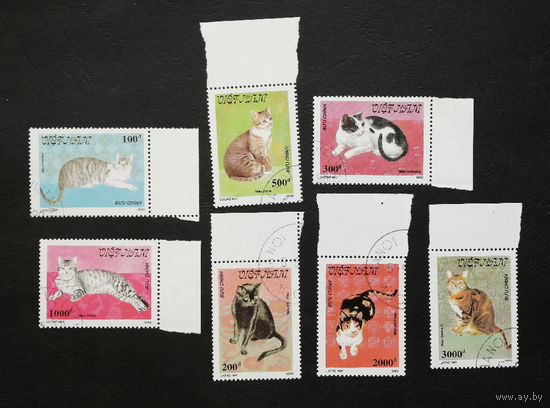 Вьетнам 1990 г. Кошки. Фауна, полная серия из 7 марок #0148-Ф1P33