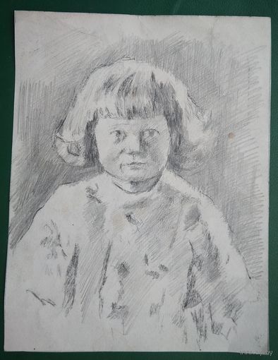 Крохалев Петр. Портрет девочки. Рисунок Бумага. карандаш.  17х22 см.