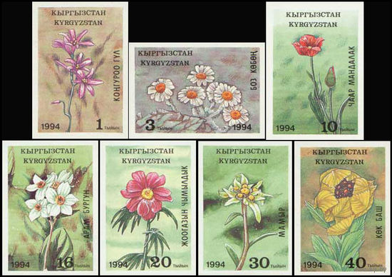 Флора Киргизия 1994 год серия из 7 б/з марок