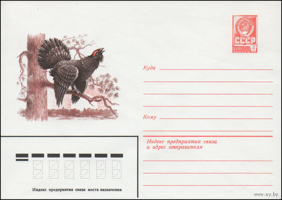 Художественный маркированный конверт СССР N 82-304 (09.06.1982) [Глухарь]