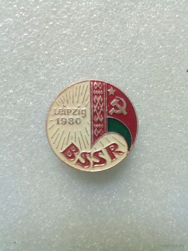 Дни БССР на выставке в Германии. г. Лейпциг. 1980 г Знак