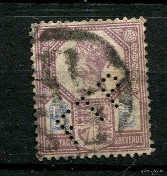 Великобритания - 1887/1892 - Королева Виктория 5P - [Mi.93] - 1 марка. Гашеная с перфином.  (Лот 72BS)