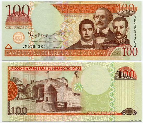 Доминиканская республика. 100 песо (образца 2010 года, P177c, UNC)