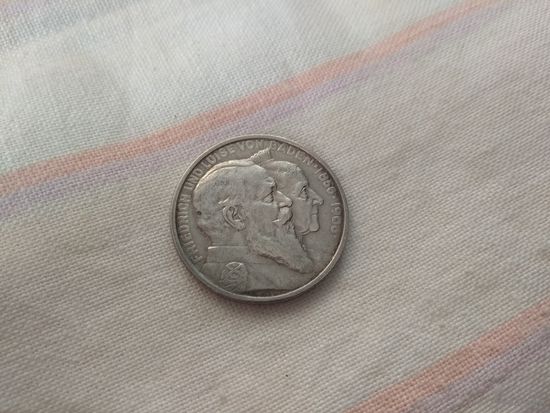 Редкая монета! Серебро 0.900 ! Германская империя 2 марки, 1906 года 50 лет свадьбе Фридриха I и Луизы Прусской ()