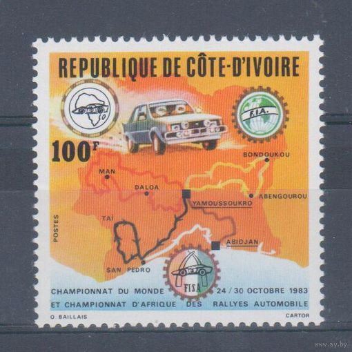 [661] Кот-д'Ивуар 1983. Спорт.Авторалли.Автомобиль. Одиночный выпуск. MNH