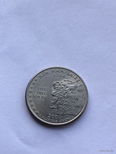 25 центов 2000 г. Нью-Гэмпшир, США