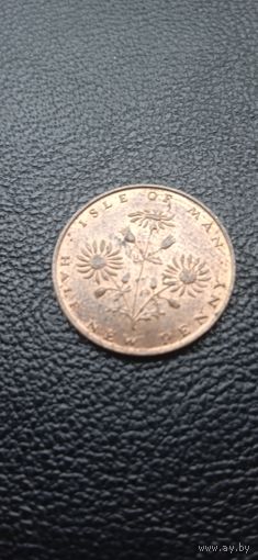 Мэн 1/2 нового пенни 1971 г. - цветок