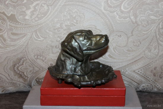Пепельница "Голова собаки", силумин, времён СССР, поломана петля у крышки.