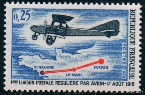 Самолеты, авиация, перелет, карта, Франция, серия 1м, 1968, MNH (М)