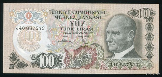 Турция 100 лир 1983 г. P189c. Серия J. UNC