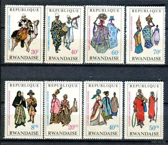 Руанда - 1968г. - Африканские национальные костюмы - полная серия, MNH [Mi 288-295] - 8 марок