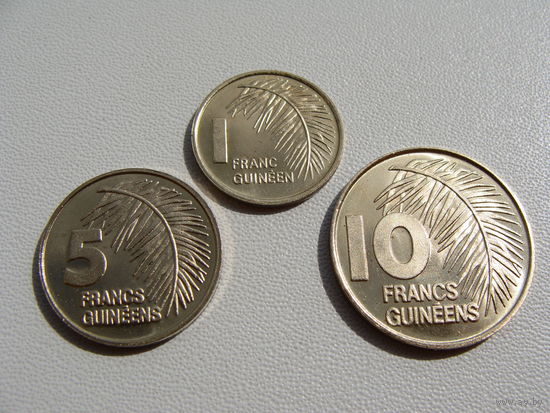 Гвинея. набор 3 монеты 1, 5, 10 франков 1985 год
