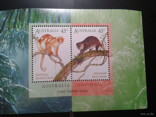 Австралия 1996 обезьяны блок совместный выпуск с Индонезией