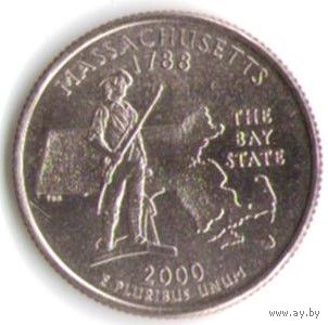 25 центов 2000 г. Массачусетс серия Штаты и Территории Двор P _UNC