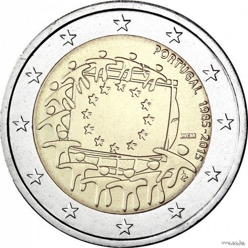 2 евро 2015 Португалия 30 лет флагу  UNC из ролла