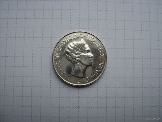 Люксембург 100 франков 1963 (II), серебро