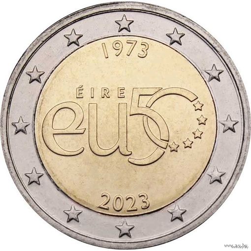 2 евро 2023 Ирландия 50 лет вступления Ирландии в ЕС UNC из ролла