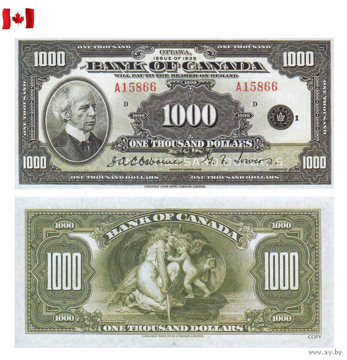 [КОПИЯ] Канада 1000 долларов 1935г.(English)