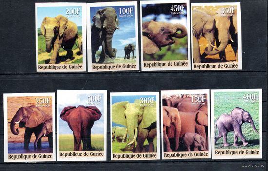 Слоны Гвинея 2000 г. серия из 9 марок