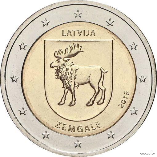 2 евро 2018 Латвия Земгале UNC из ролла
