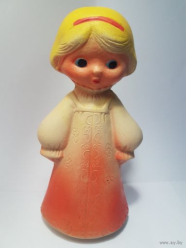 Игрушка  резиновая пищалка, девочка, 18 см, 50-е годы, СССР, красный треугольник