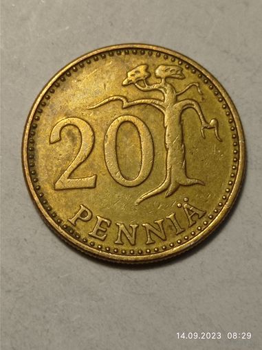 Финляндия 20 пенни 1976 года .