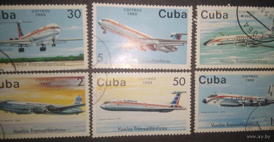 Марки серии Куба самолёты 1988