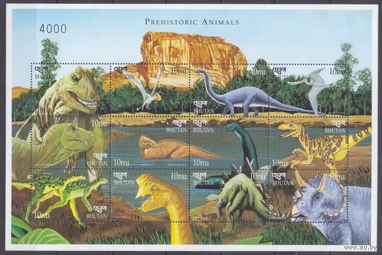 1999 Бутан 1876-1887KL Динозавры 10,00 евро