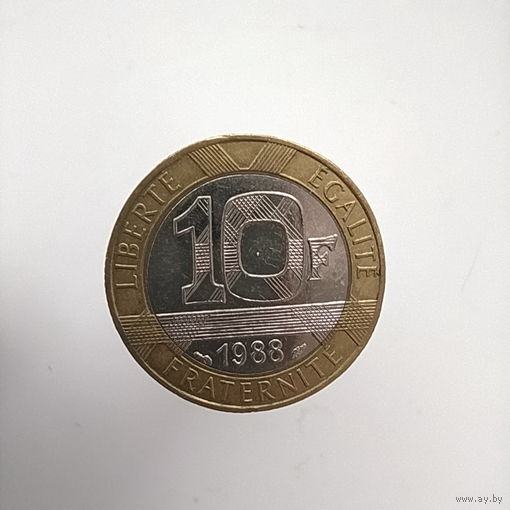 Франция 10 франков 1988 год лот 20 биметал
