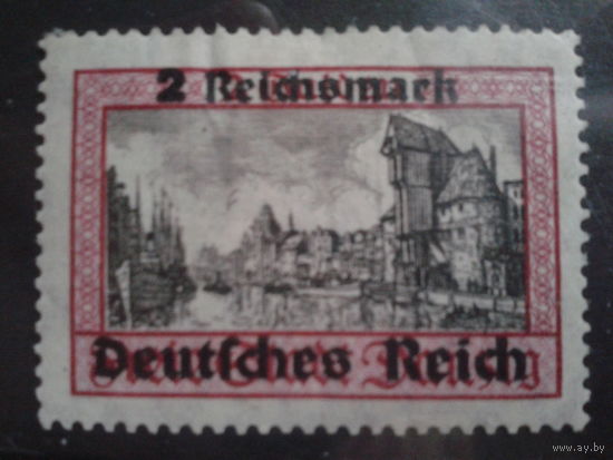 Рейх 1939 Надпечатка на марке Данцига 2 рейхсмарки Михель-70,0 евро