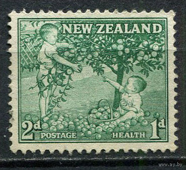 Новая Зеландия - 1956 - Дети собирают яблоки 2Р+1Р - (есть тонкое место) - [Mi.364] - 1 марка. Гашеная.  (LOT EW30)-T10P14