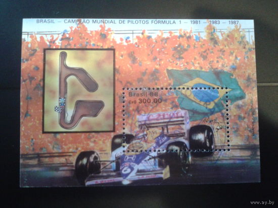 Бразилия 1988 Автогонки, Формула-1 Блок Михель-8,0 евро гаш.