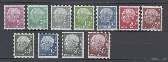 Стандартный выпуск. Германия. 1954. 11 марок.  Michel N 179-190 (327,1 е)