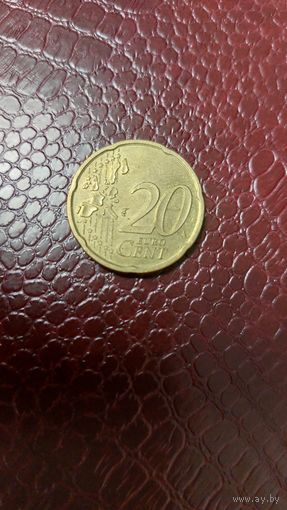 Монета 20 евроцентов 2002г. Германия. Неплохая!