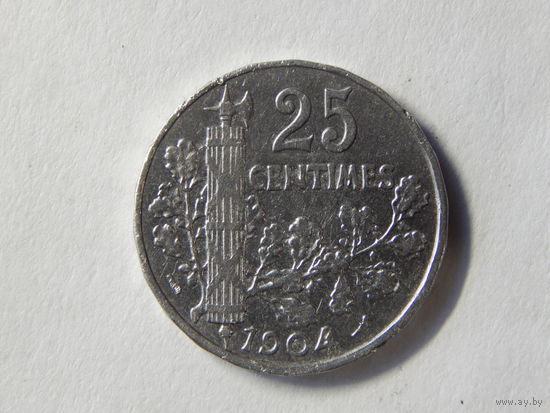 Франция 25 сантимов 1904г