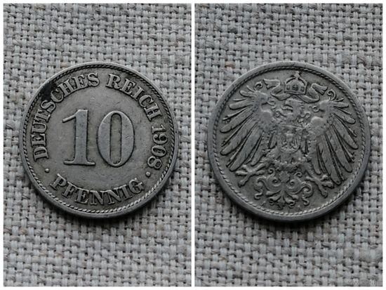 Германия 10 пфеннигов 1908 A