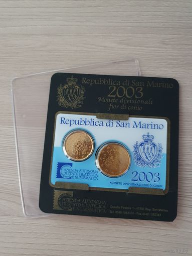 Сан Марино набор 50 центов, 20 центов 2003 года, Блистер!