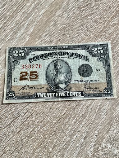 Распродажа! Канада Доминион 25 центов 1923 г.
